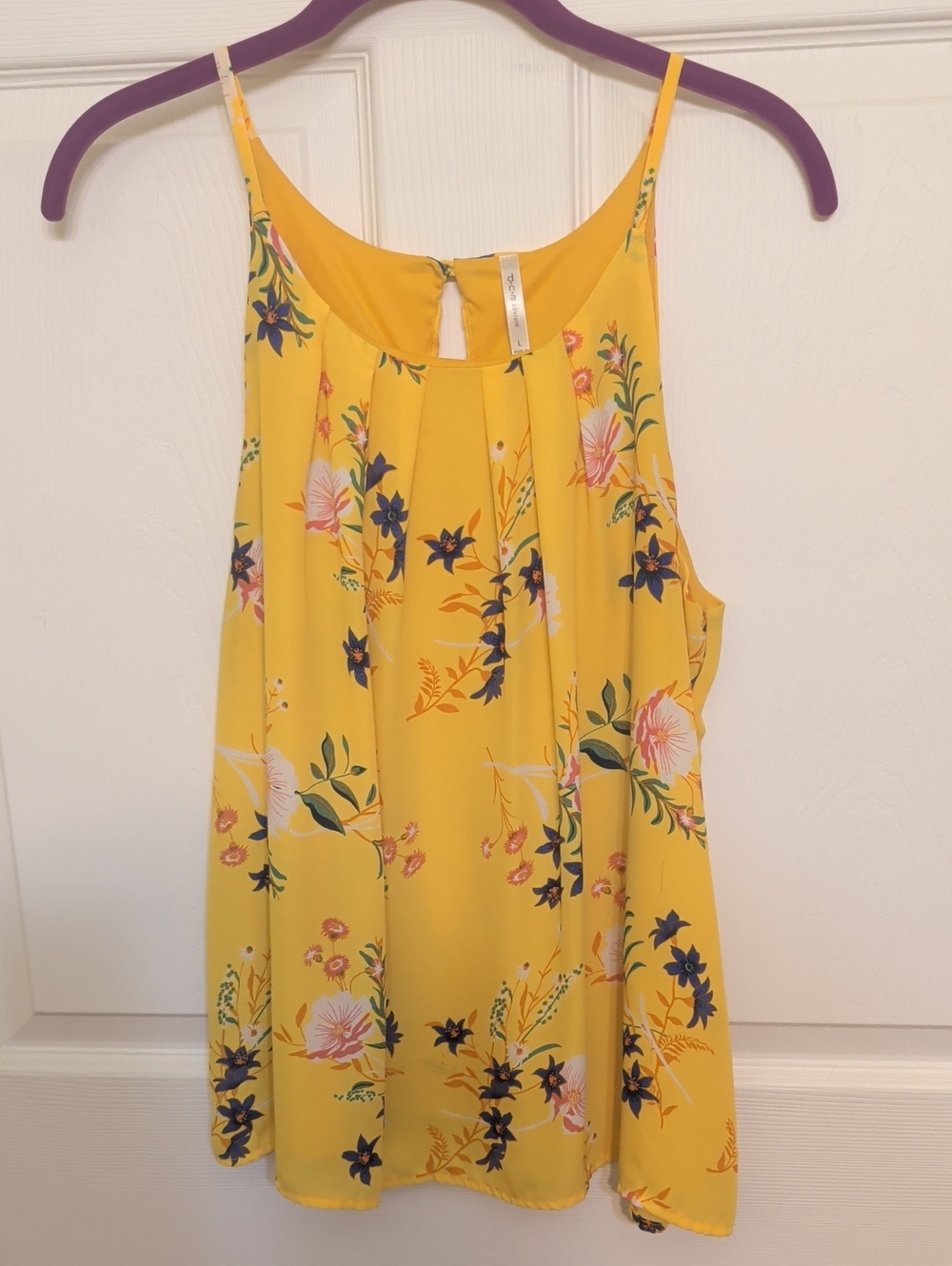 DNA couture Yellow Floral Pleated Tank
